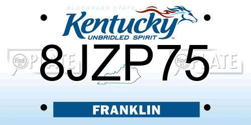 8JZP75 Kentucky License Plate
