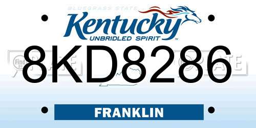 8KD8286 Kentucky License Plate