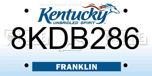 8KDB286 Kentucky License Plate