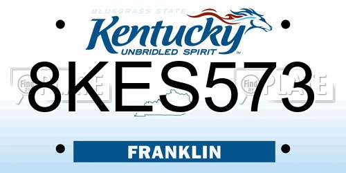 8KES573 Kentucky License Plate