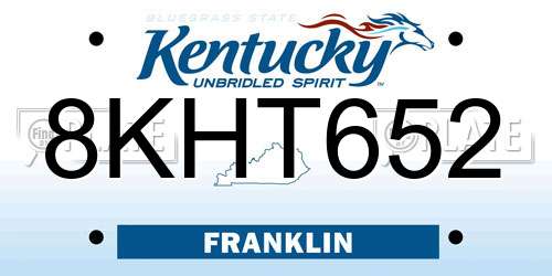 8KHT652 Kentucky License Plate