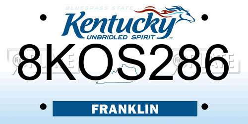 8KOS286 Kentucky License Plate