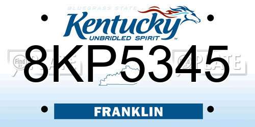 8KP5345 Kentucky License Plate