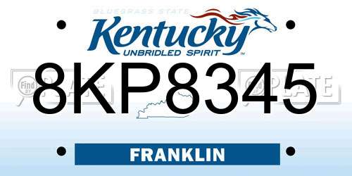 8KP8345 Kentucky License Plate