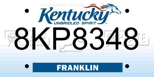 8KP8348 Kentucky License Plate