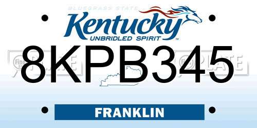 8KPB345 Kentucky License Plate