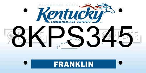 8KPS345 Kentucky License Plate
