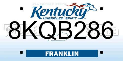 8KQB286 Kentucky License Plate