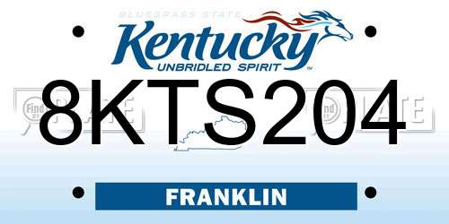 8KTS204 Kentucky License Plate