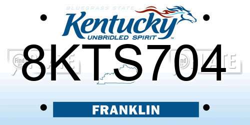 8KTS704 Kentucky License Plate