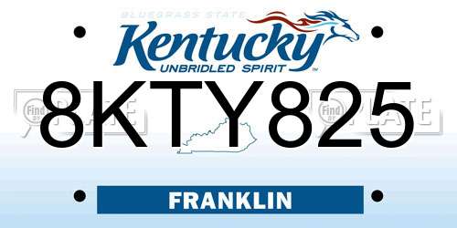 8KTY825 Kentucky License Plate