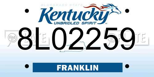 8L02259 Kentucky License Plate