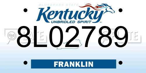 8L02789 Kentucky License Plate
