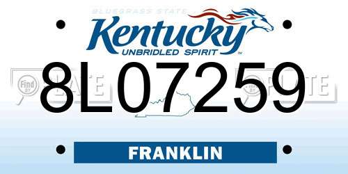 8L07259 Kentucky License Plate