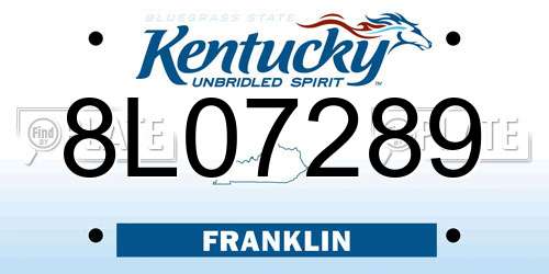 8L07289 Kentucky License Plate