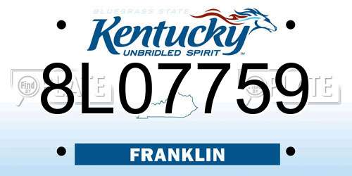 8L07759 Kentucky License Plate