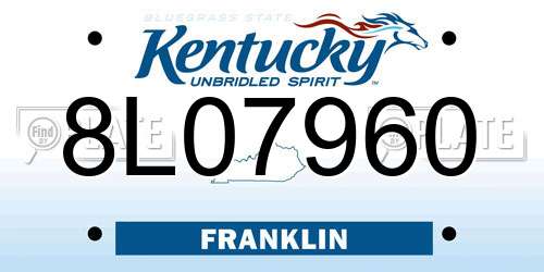 8L07960 Kentucky License Plate