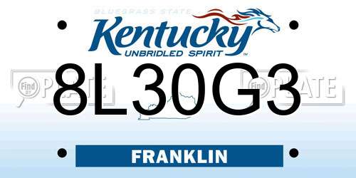 8L30G3 Kentucky License Plate