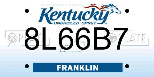 8L66B7 Kentucky License Plate
