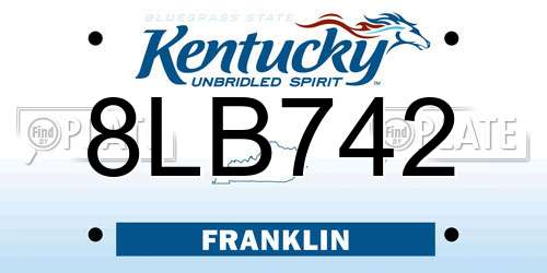 8LB742 Kentucky License Plate