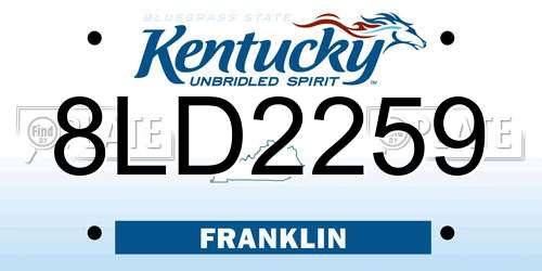 8LD2259 Kentucky License Plate