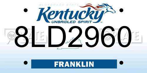 8LD2960 Kentucky License Plate