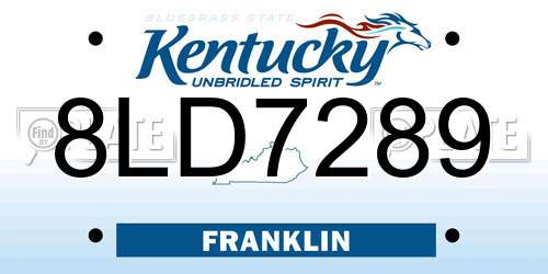 8LD7289 Kentucky License Plate