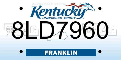 8LD7960 Kentucky License Plate