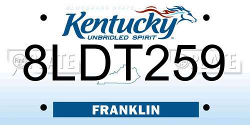 8LDT259 Kentucky License Plate