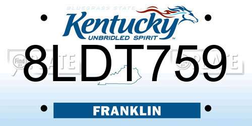 8LDT759 Kentucky License Plate