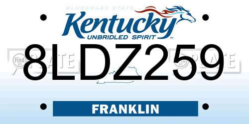 8LDZ259 Kentucky License Plate