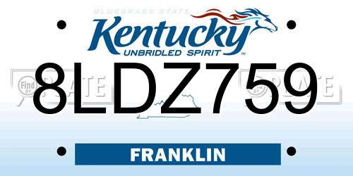 8LDZ759 Kentucky License Plate