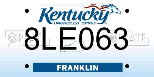 8LE063 Kentucky License Plate