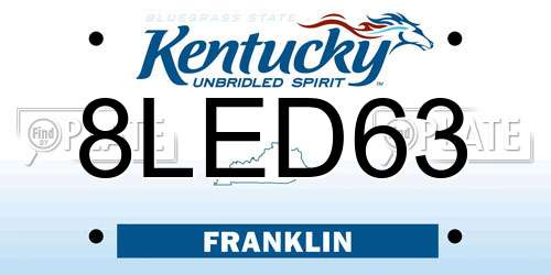 8LED63 Kentucky License Plate