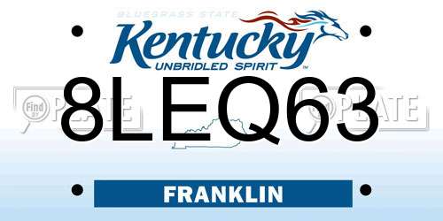 8LEQ63 Kentucky License Plate