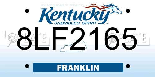 8LF2165 Kentucky License Plate