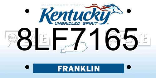 8LF7165 Kentucky License Plate