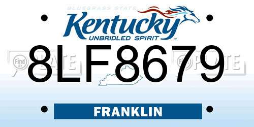 8LF8679 Kentucky License Plate