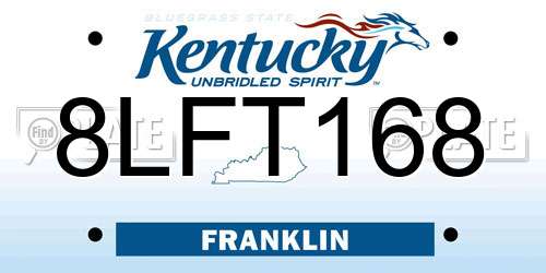 8LFT168 Kentucky License Plate