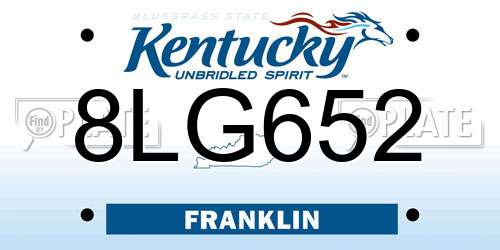 8LG652 Kentucky License Plate