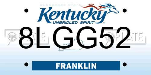 8LGG52 Kentucky License Plate