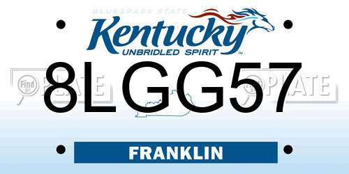 8LGG57 Kentucky License Plate