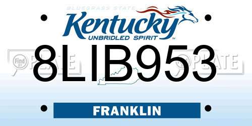 8LIB953 Kentucky License Plate