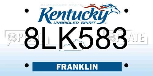 8LK583 Kentucky License Plate