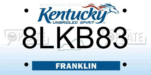 8LKB83 Kentucky License Plate