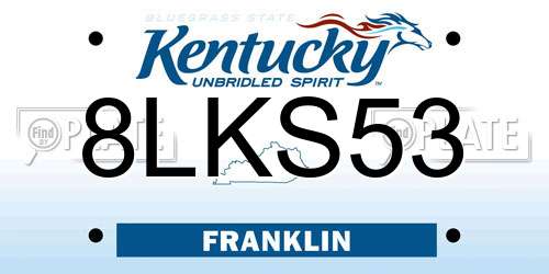 8LKS53 Kentucky License Plate