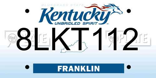 8LKT112 Kentucky License Plate