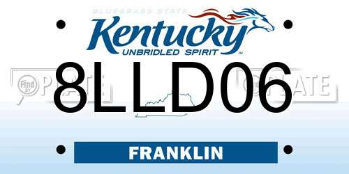 8LLD06 Kentucky License Plate