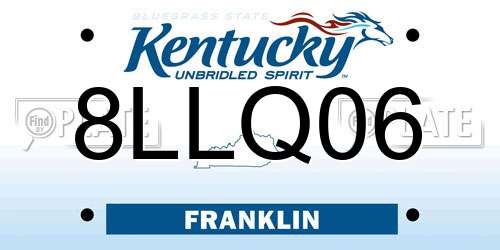 8LLQ06 Kentucky License Plate