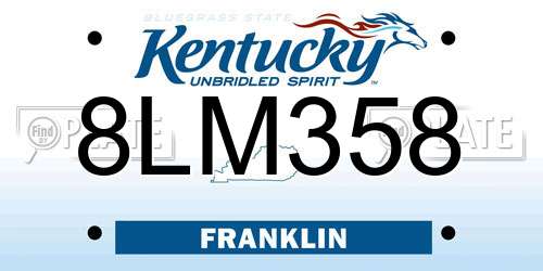 8LM358 Kentucky License Plate
